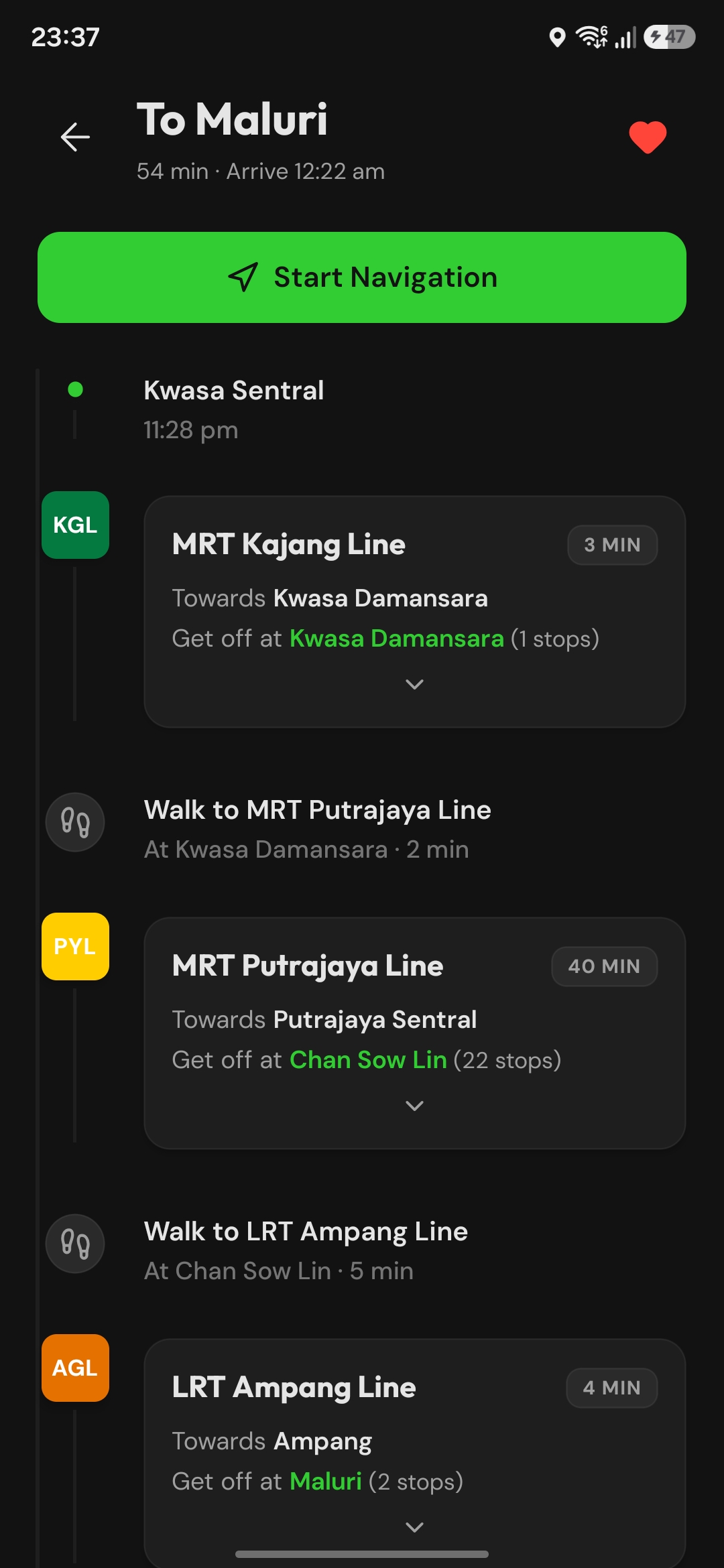 Linely Offline Dijkstra Route Planner Screen